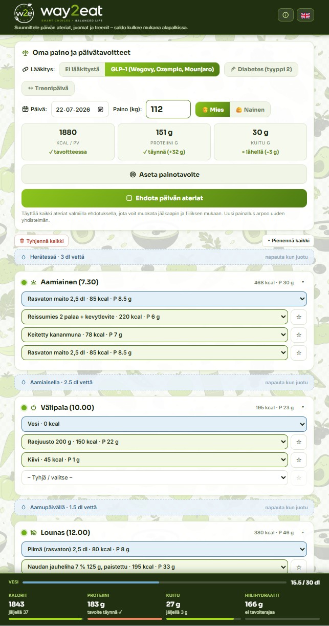 Way2Eat app screenshot in another language